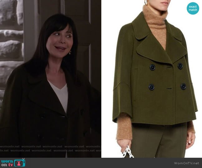 Elie Tahari Double-Breasted Wool-Felt Coat worn by Cassandra Nightingale (Catherine Bell) on Good Witch