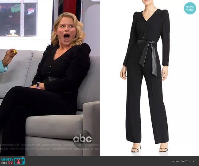 Elie Tahari Campbell Belted Jumpsuit worn by Sara Haines on Good Morning America
