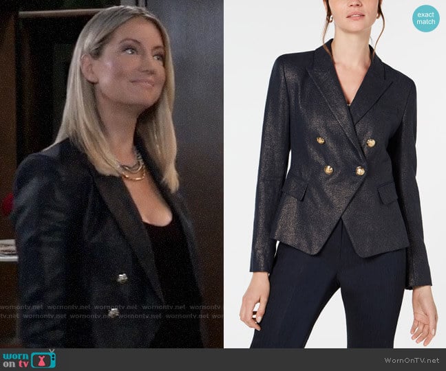 Elie Tahari Jezebel Metallic Blazer worn by Nina Reeves (Cynthia Watros) on General Hospital
