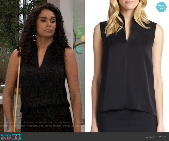 Elie Tahari Judith Top worn by Jordan Ashford (Briana Nicole Henry) on General Hospital