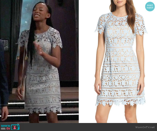 Eliza J Open Lace Dress worn by Trina (Sydney Mikayla) on General Hospital