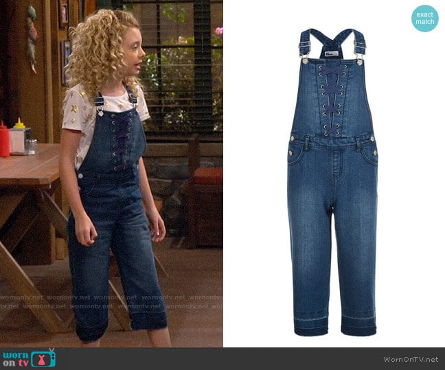 Epic Threads Big Girls Lace-Up Denim Overalls worn by Destiny Baker (Mallory James Mahoney) on Bunkd