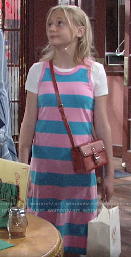 Faith’s pink and blue striped dress on The Young and the Restless