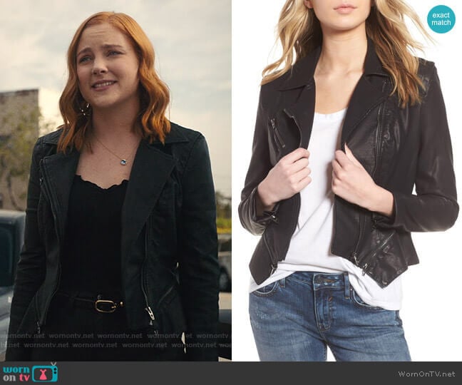 BlankNYC Faux Leather Moto Jacket worn by Violet Simmons (Haley Ramm) on Light as a Feather