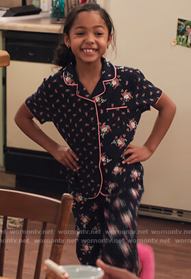 Ami’s floral pajamas on Family Reunion
