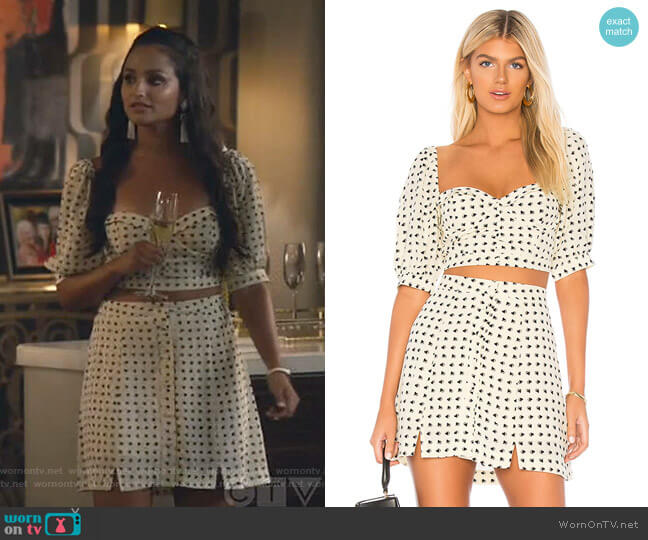 For Love & Lemons Sweetheart Mini Skirt worn by Carolina (Feliz Ramirez) on Grand Hotel