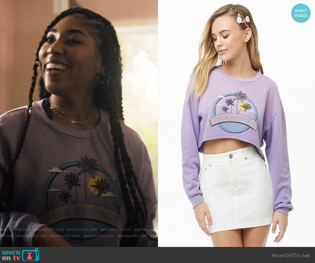 Forever 21 Palm Springs Graphic Sweatshirt worn by Peri (Adriyan Rae) on Light as a Feather