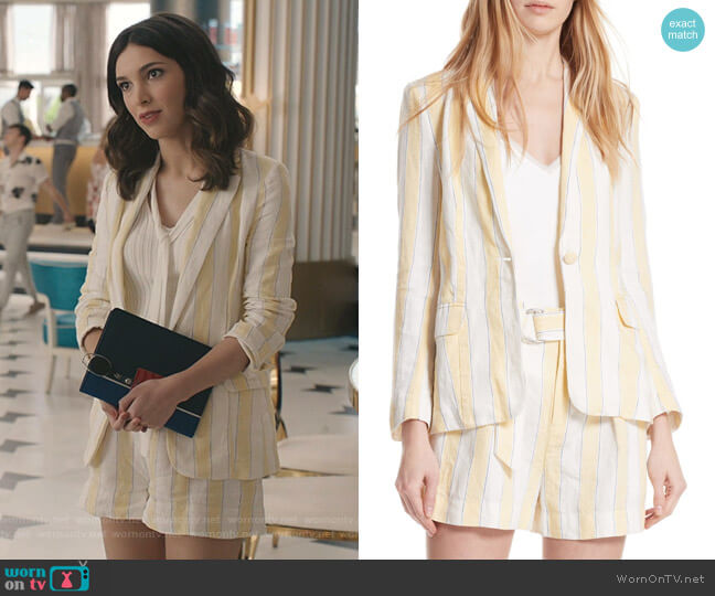 Frame Linen Stripe Blazer worn by Alicia Mendoza (Denyse Tontz) on Grand Hotel