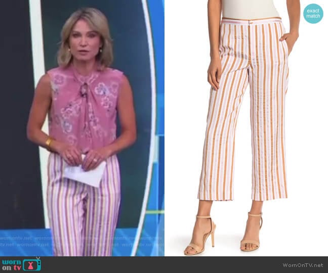 Frame Denim Relaxed Striped Pants worn by Amy Robach on Good Morning America