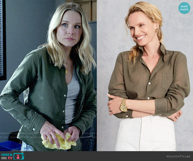 Frank & Eileen Barry Shirt in Army Green worn by Veronica Mars (Kristen Bell) on Veronica Mars