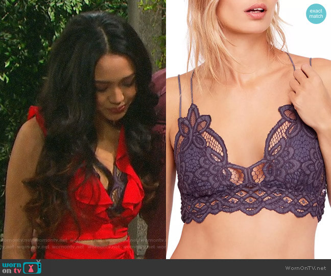 Free People Adelle Bralette in Dark Grey worn by Haley Chen (Thia Megia) on Days of our Lives