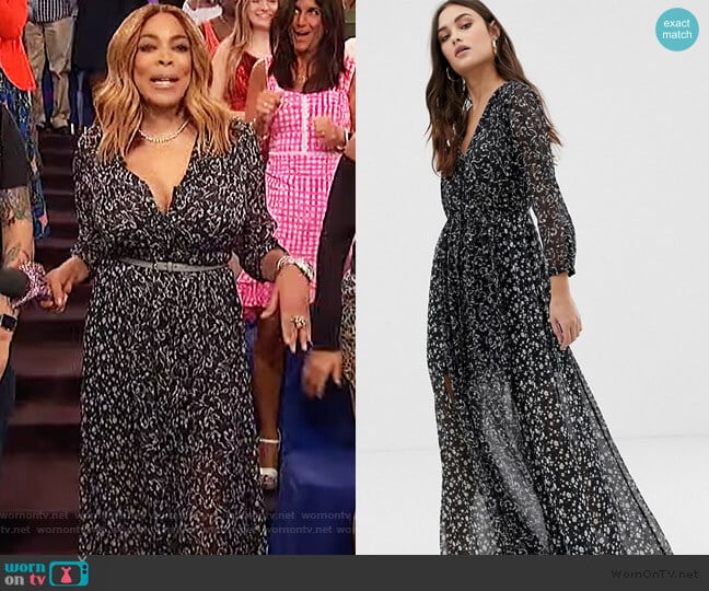 French Connection Mix Print Fluid Dress worn by Wendy Williams on The Wendy Williams Show