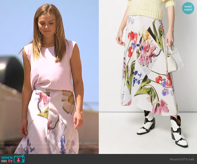 Ganni Floral Midi Skirt worn by Hannah Brown on The Bachelorette