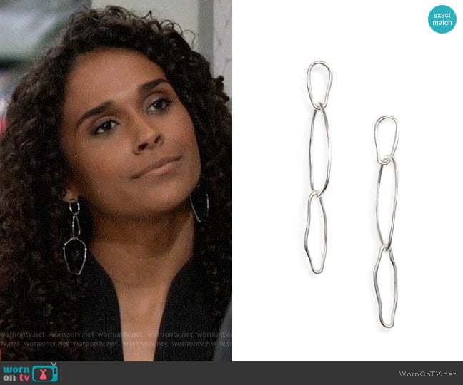Gorjana Rowan Earrings worn by Jordan Ashford (Briana Nicole Henry) on General Hospital