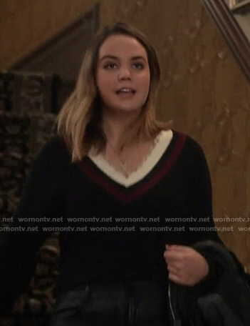 Grace’s cropped varsity sweater on Good Witch