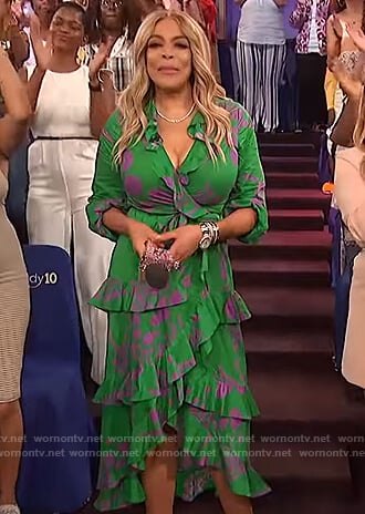 Wendy’s green floral ruffled maxi dress on The Wendy Williams Show
