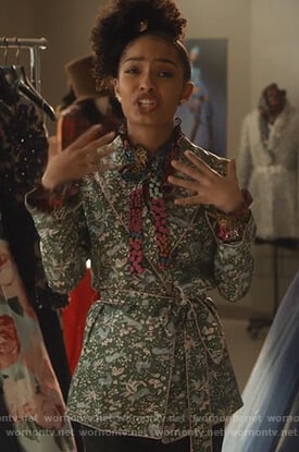 Zoey’s green floral jacket on Grown-ish
