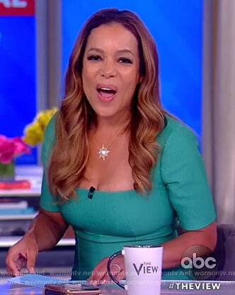 Sunny’s green square neck jumpsuit on The View