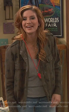 Chelsea’s green star print utility jacket on Ravens Home