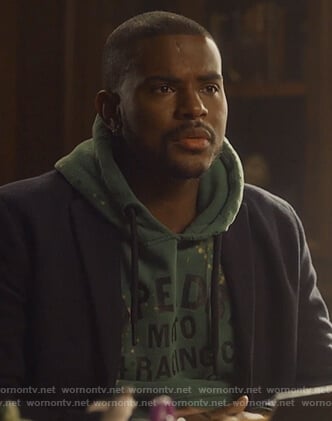 Aaron’s green bleached hoodie on Grown-ish