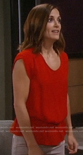 Hayden’s red flashback top on General Hospital