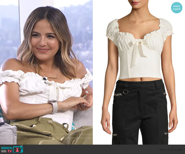 I.AM.GIA Naomi Ruffled Tie-Front Crop Top worn by Erin Lim on E! News