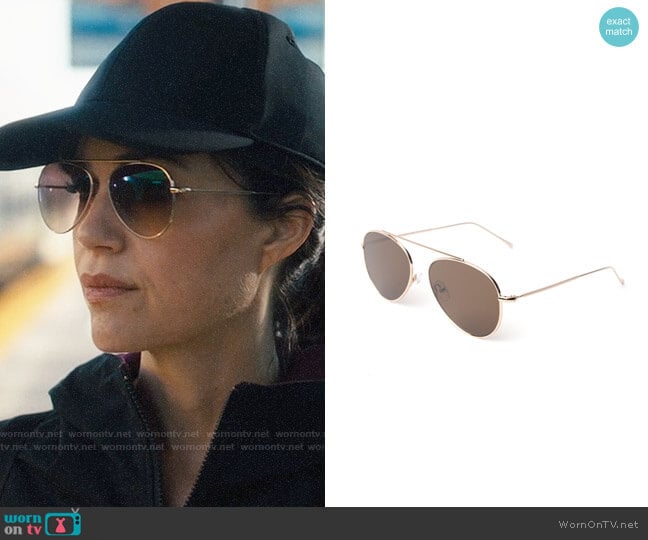 Illesteva Dor II Straight Brow Bar Aviator Sunglasses worn by Daisy Kowalski (Carla Gugino) on Jett