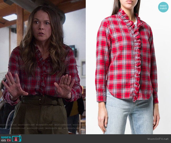 Isabel Marant Étoile Plaid Long-sleeve Shirt worn by Liza Miller (Sutton Foster) on Younger