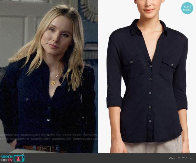 James Perse Sheer Slub Side Panel Shirt worn by Veronica Mars (Kristen Bell) on Veronica Mars