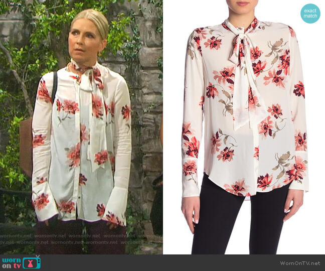 Joie Nadal Floral Blouse worn by Jennifer Horton (Melissa Reeves) on Days of our Lives