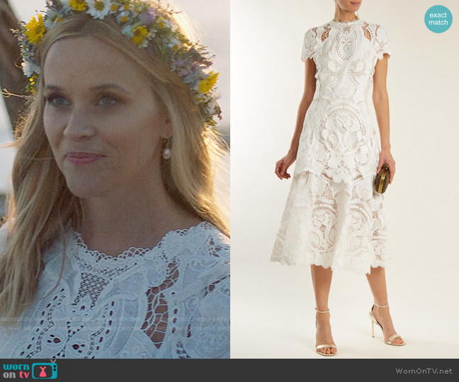 Jonathan Simkhai Guipure Lace Midi Dress worn by Madeline Martha Mackenzie (Reese Witherspoon) on Big Little Lies
