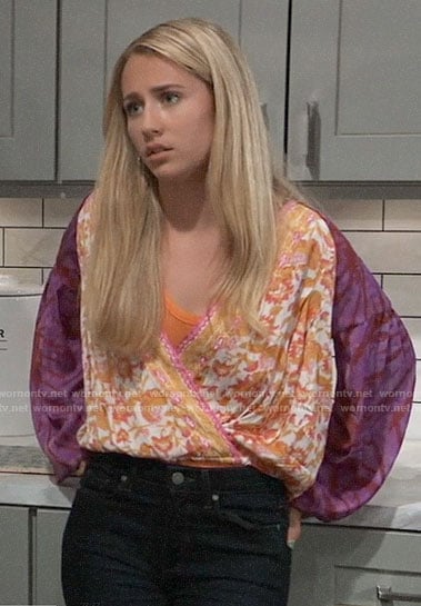 Josslyn’s floral and tie dye top on General Hospital
