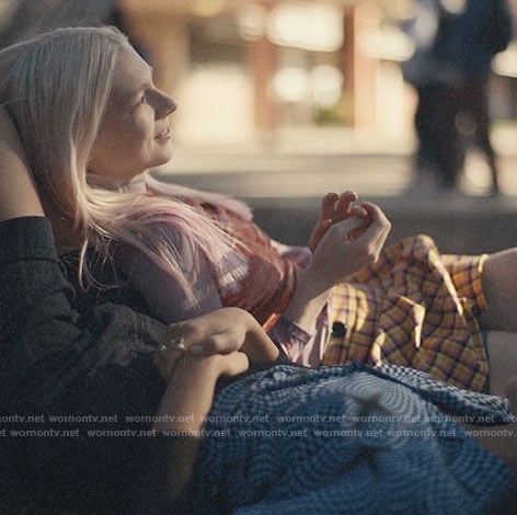 Jules’s orange velour top and yellow plaid skirt on Euphoria