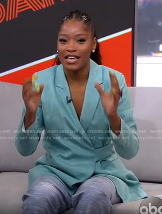 Keke’s blue wrap blazer on GMA Strahan And Sara