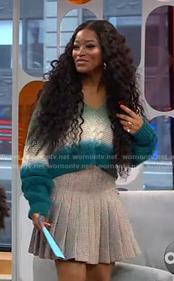 Keke’s tie-dye sweater and pleated skirt on GMA Strahan And Sara