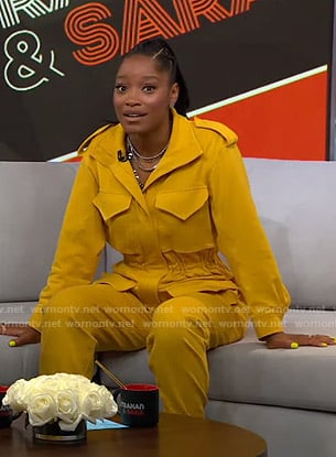 Keke’s yellow utility jumpsuit on GMA Strahan And Sara