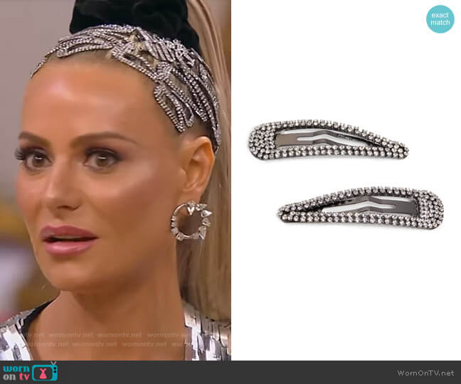 Kitsch x Justine Marjan Rhinestone Snap Clips worn by Dorit Kemsley on The Real Housewives of Beverly Hills