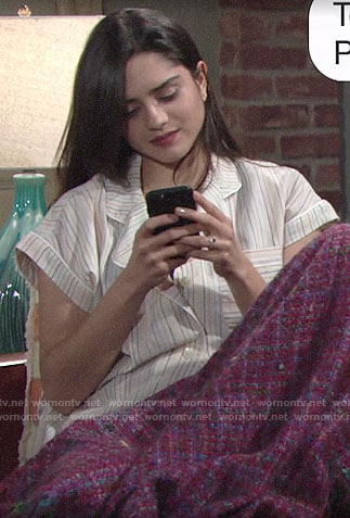 Lola’s stripe pajamas on The Young and the Restless