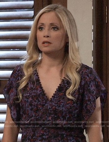Lulu’s purple floral peplum top on General Hospital