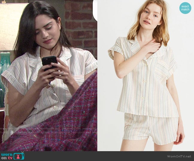 Madewell Bedtime Pajama Top in Rainbow Stripe worn by Lola Rosales (Sasha Calle) on The Young and the Restless