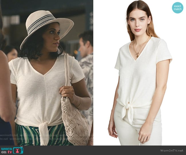 Madewell Modern V Neck Tie Front Tee worn by Yoli (Justina Adorno) on Grand Hotel
