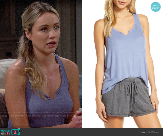 Make + Model You Know It Rib Tank in Blue Stonewash worn by Flo Fulton (Katrina Bowden) on The Bold and the Beautiful