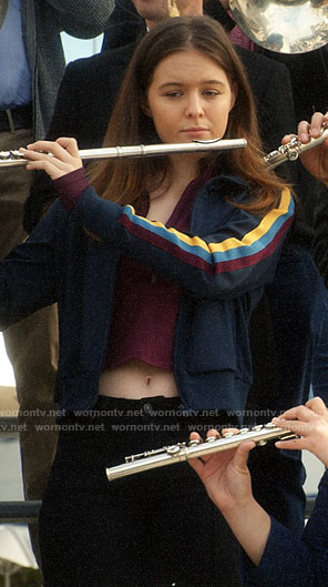 Matty’s navy stripe sleeve track jacket on Veronica Mars