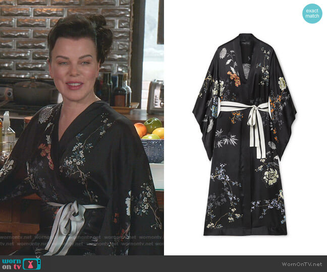 Meng Floral-Print Silk-Satin Robe worn by Maggie (Debi Mazar) on Younger