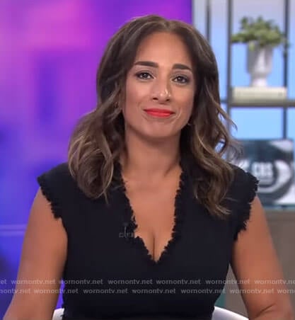 Michelle’s black v-neck tweed dress on CBS Saturday Morning