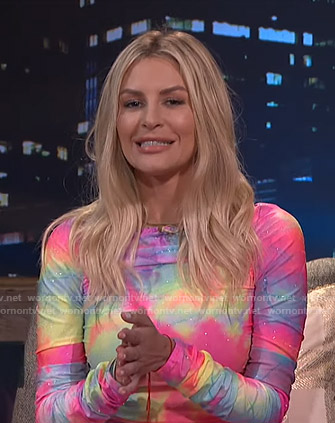 Morgan’s tie dye gathered dress on E! News Nightly Pop