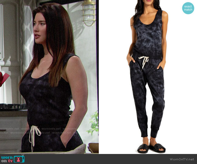 n Philanthropy Opal Tie Dye Jumpsuit worn by Steffy Forrester (Jacqueline MacInnes Wood) on The Bold and the Beautiful