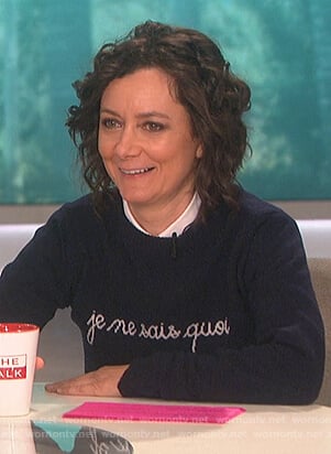 Sara’s navy sweater on The Talk