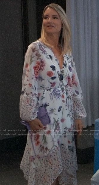 Nina’s white floral long sleeve dress on General Hospital