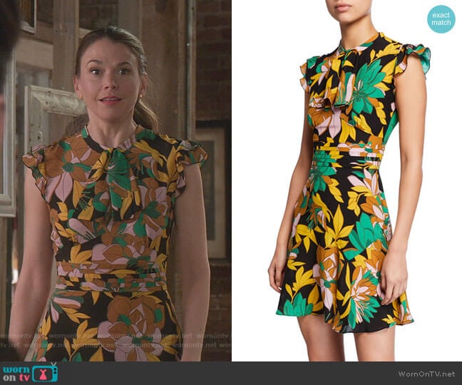 No.21 Floral-Print Cap-Sleeve Silk Dress worn by Liza Miller (Sutton Foster) on Younger